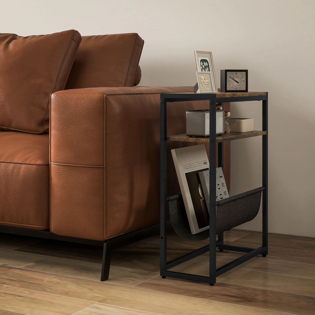 Tavolino da salotto rustico con ripiani a 3 livelli ¨C Minimal ¨C 43x18x56 cm marrone