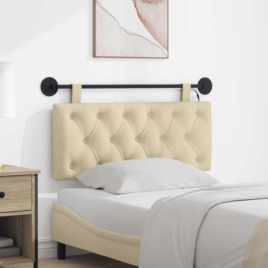 Testiera | Testata sospesa Con luce LED Crema Tessuto