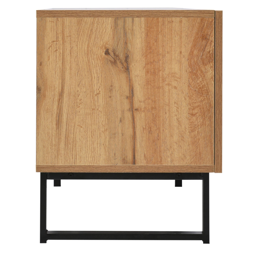Mobile porta TV moderno nero e legno 190 cm