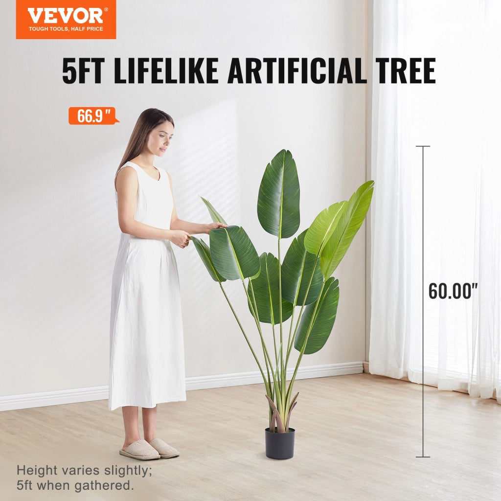 Pianta artificiale uccelli del paradiso 1,52 m in PE con vaso albero finto decorativo per interni ed esterni LY-SS-005
