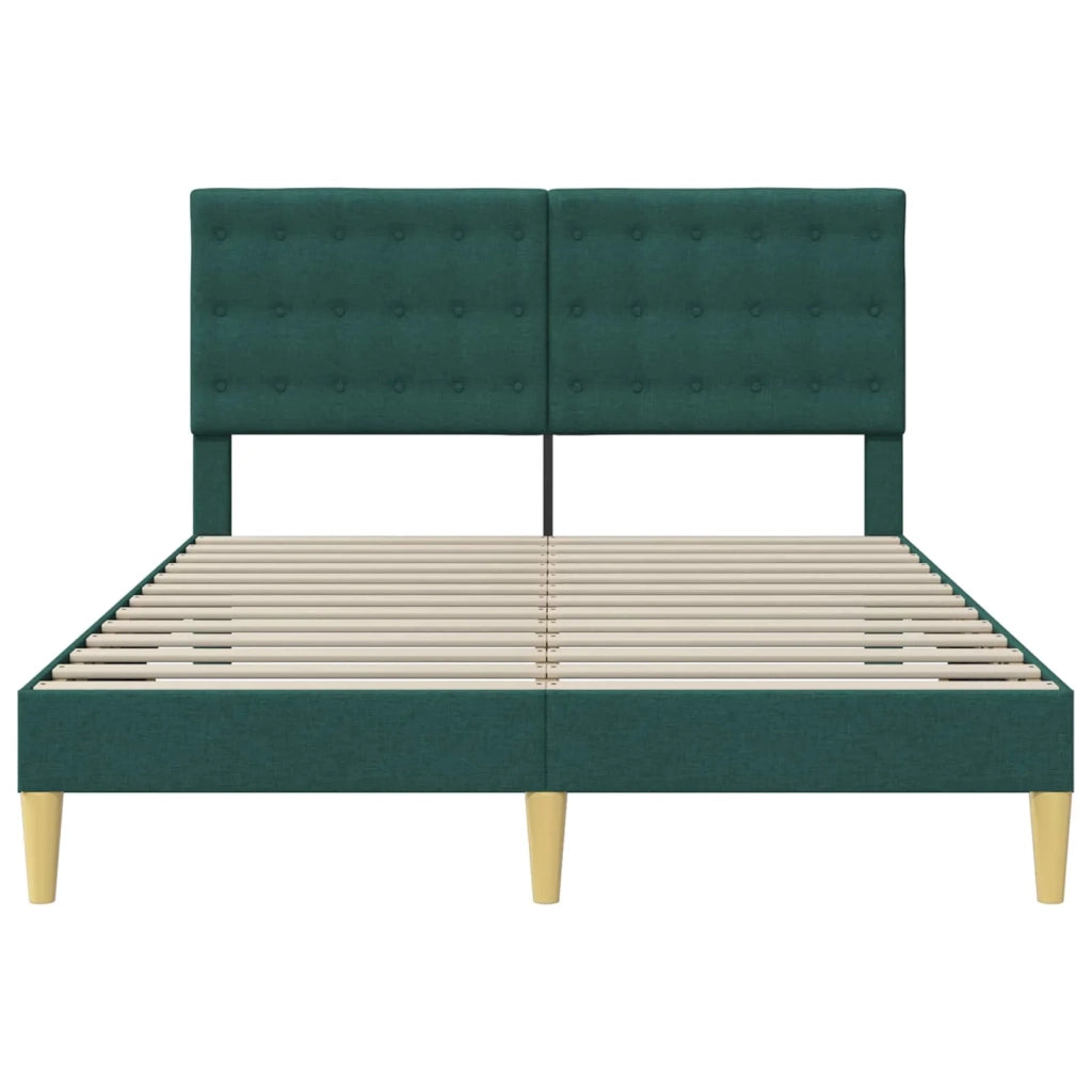 Letto matrimoniale | Letto per adulti | Struttura del letto Verde Scuro 140 x 200 cm Tessuto