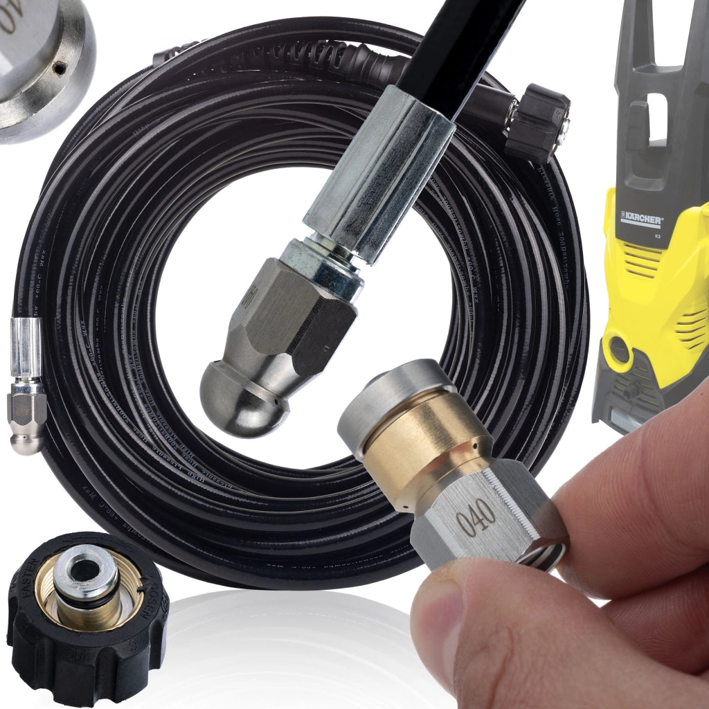 Tubo Alta Pressione 20m con Due Ugelli – Compatibile con Idropulitrice Kärcher K2-K7