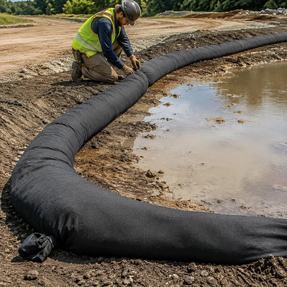 Sediment Filter Roll, 12.7 Cm X 3 M, Roll For Retaining Leaves And Dirt, Erosion Control, Polypropylene Filling, For Rainwater Management, Protection Of Rainwater Drainage Systems