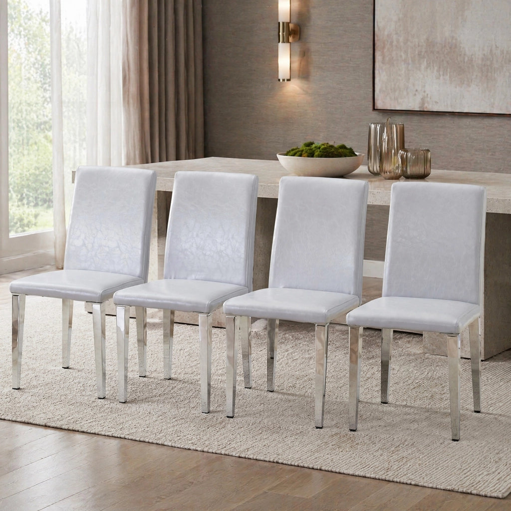SEDIA da pranzo moderna Set da 4 pezzi 90 cm PU grigio chiaro e metallo argento