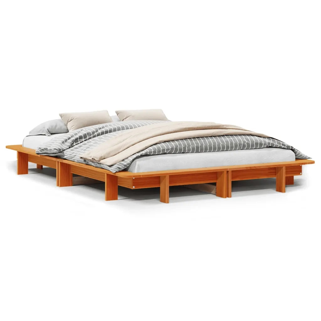 Letto senza Materasso-Struttura Letto Marrone Cera 120x200 cm in Legno di Pino 986923