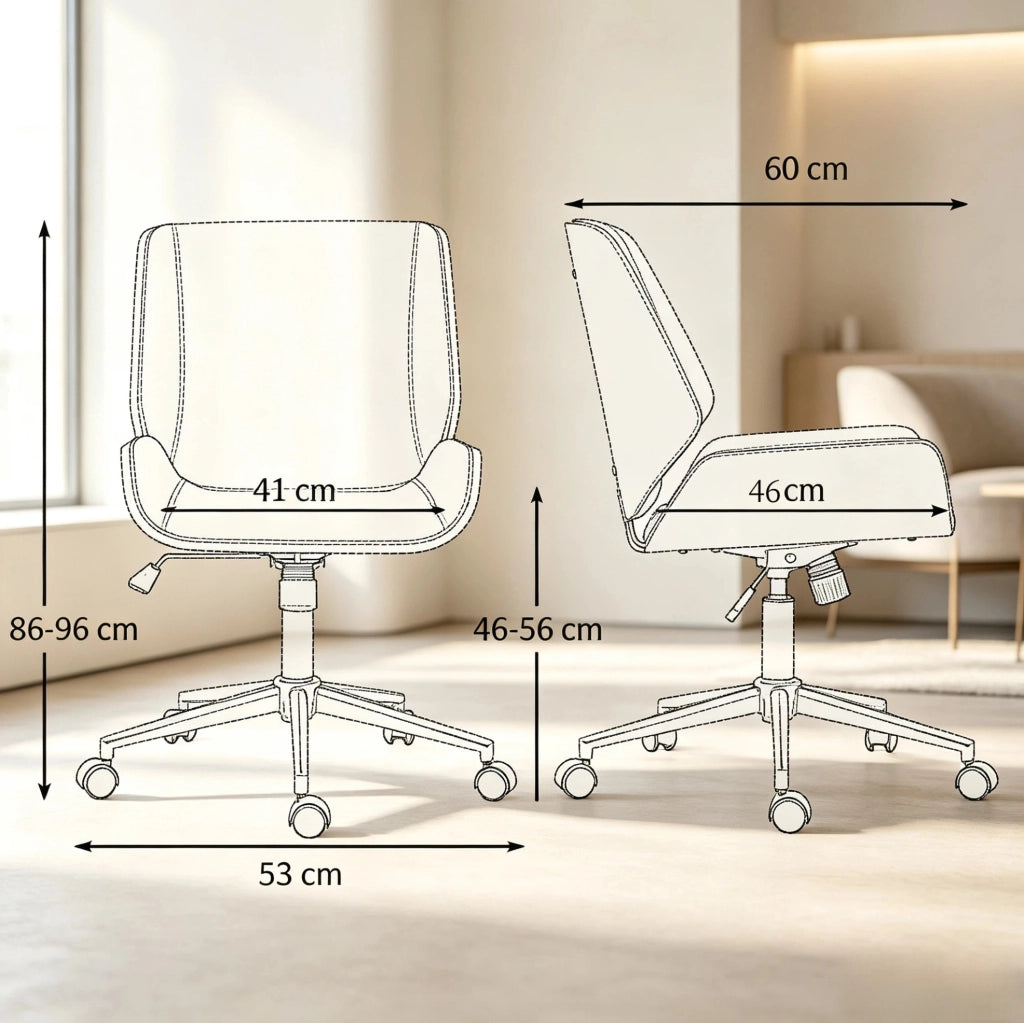 Sedia da Ufficio Ergonomica Regolabile e Girevole 53 x 60 x 86-96 cm Nero e Marrone Scuro per Studio