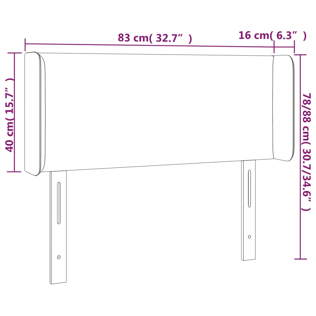 Testiera | Testata a LED Nera 83x16x78/88 cm in Velluto