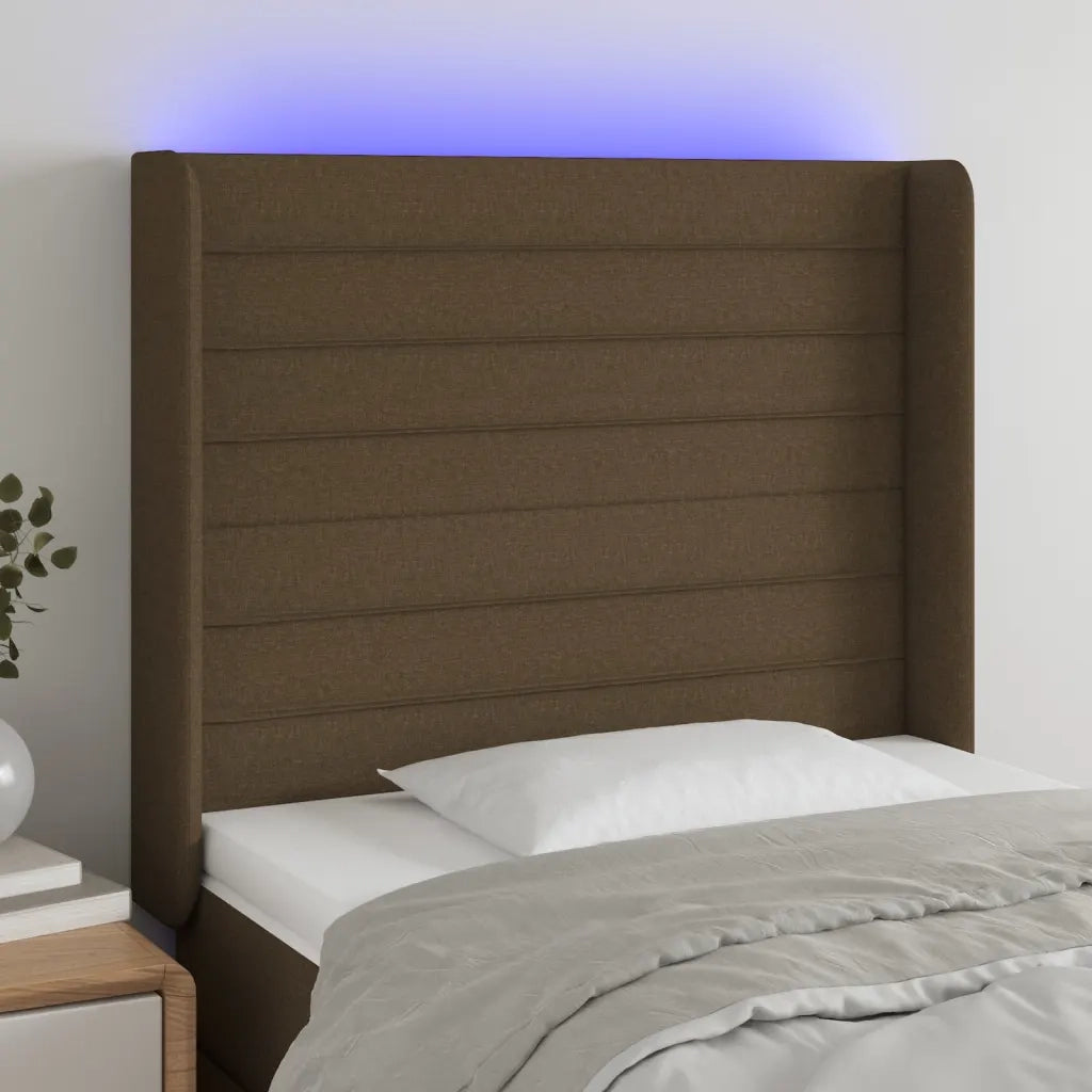 Testiera | Testata a LED Marrone Scuro 93x16x118/128 cm in Tessuto