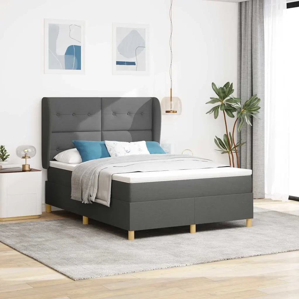 Letto a molle con materasso Grigio scuro 200 x 140 cm Tessuto 3340754