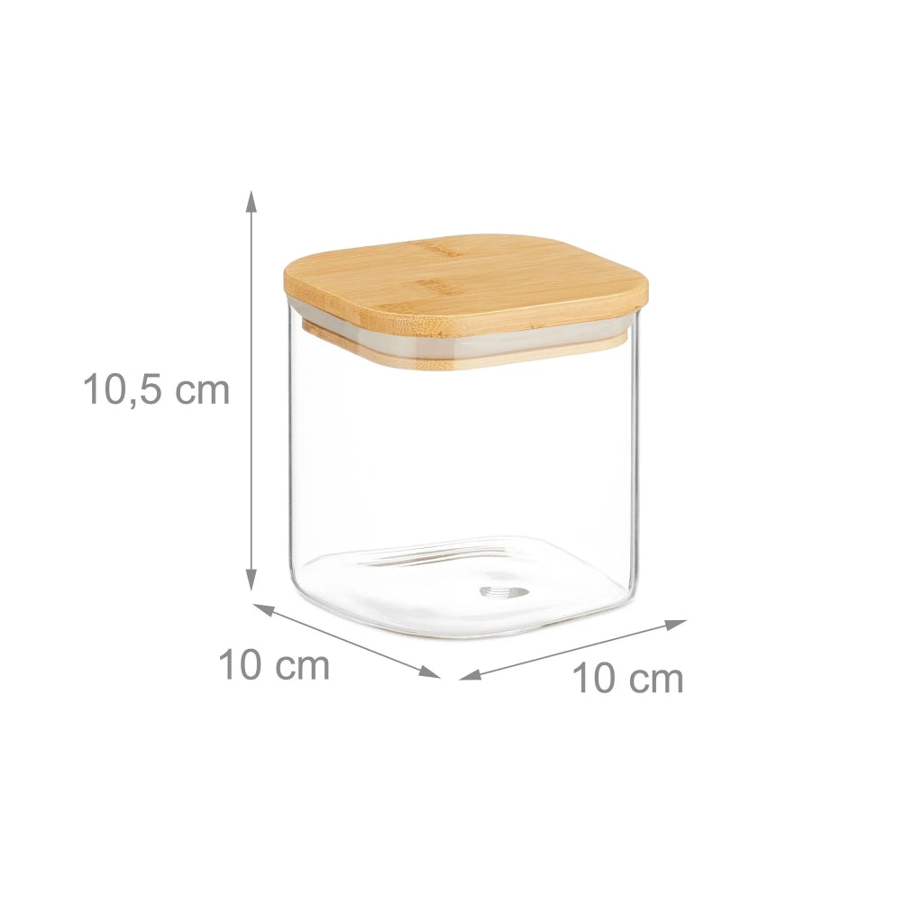 Set di 3 barattoli quadrati per la conservazione in cucina 12 x 12 x 15 cm ermetici design naturale in vetro trasparente 13_0013098