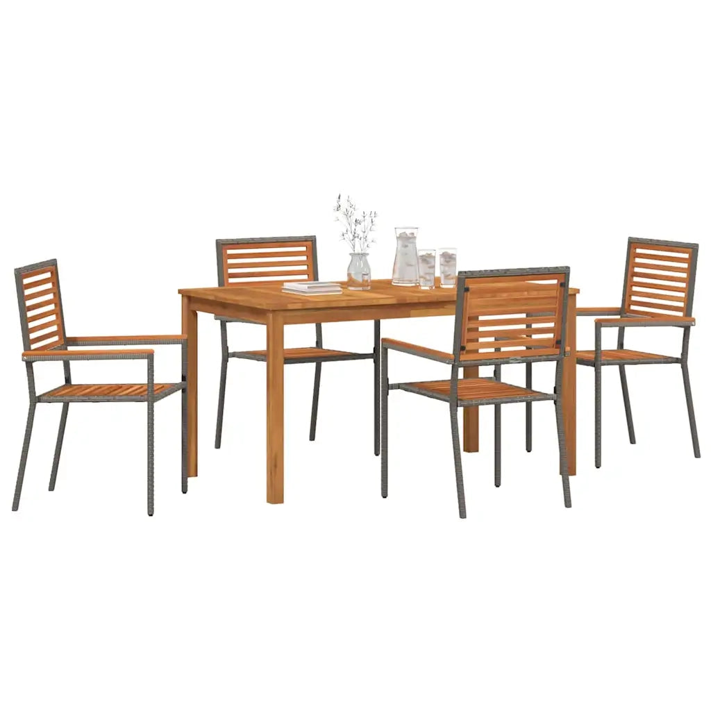 Set da Pranzo per Giardino 5 pcs Grigio