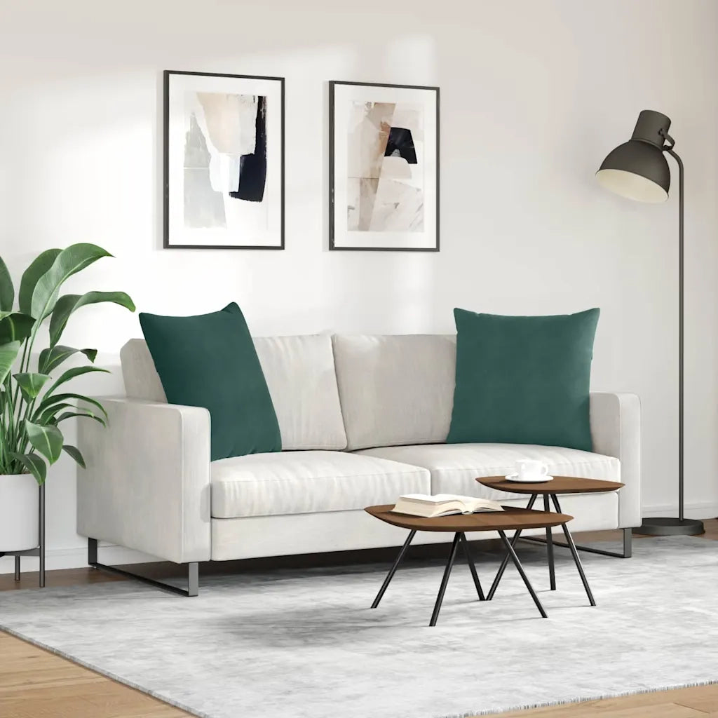 Cuscini da Divano 2 pcs Verde Scuro 80 x 80 cm Tessuto in Cords 42014059