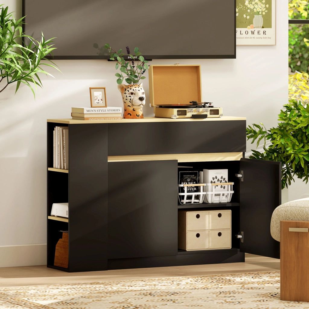 Mobile da cucina con 2 cassetti e 3 ripiani ¨C Xylo ¨C Nero 110x29,5x82 cm