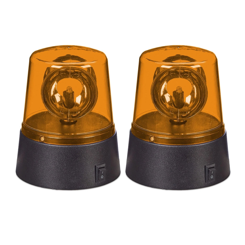 Set di 2 lampade lampeggianti decorative rotanti per feste 15 x 10 x 10 cm in plastica arancione 13_0016994