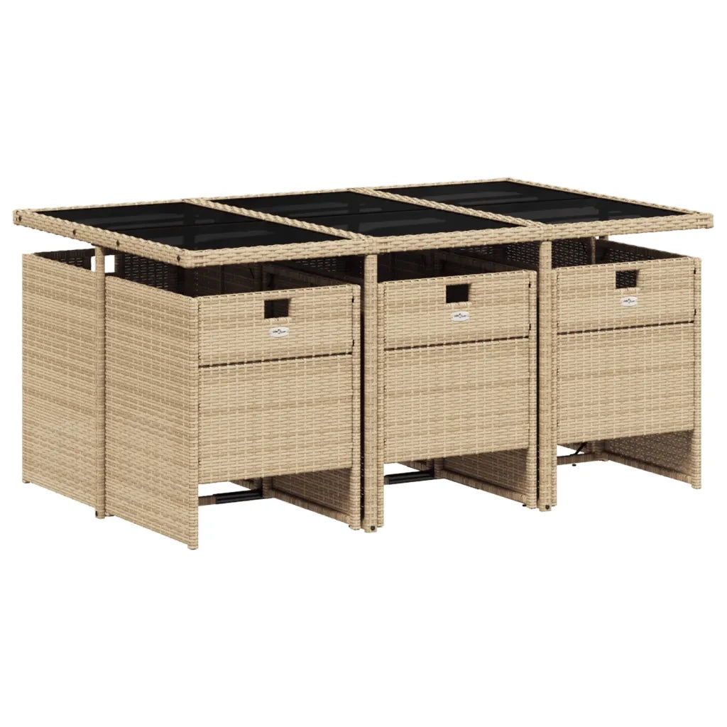 Set da Pranzo da Giardino 7 pz con Cuscini Beige in Polyrattan 3277677