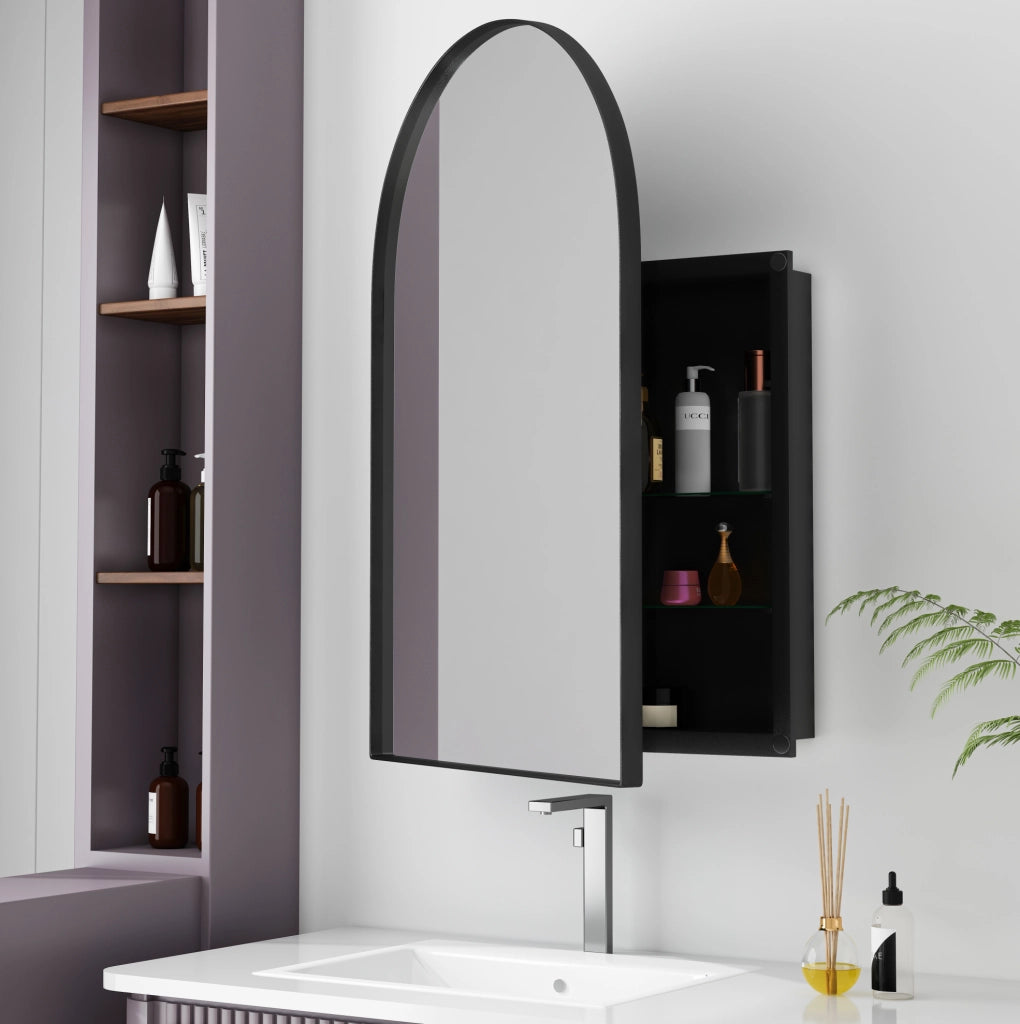MOBILE SPECCHIERA AD ARCO 101x72x18,5 cm METALLO NERO