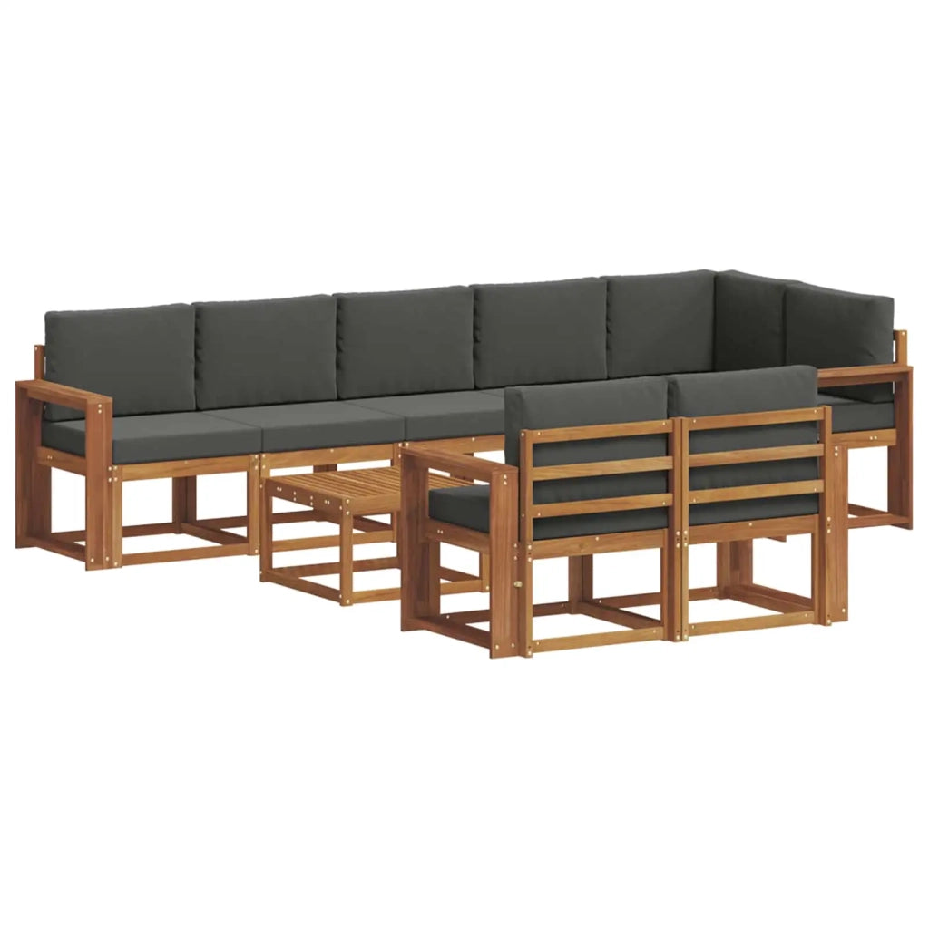Set di divani da esterno con cuscino 9 pcs Naturale e Antracite 3366610