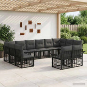 Set di divani da esterno 12 pz Nero e Grigio scuro Poliestere 3437785
