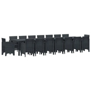 Set da pranzo da giardino con cuscini 17 pcs Antracite PP