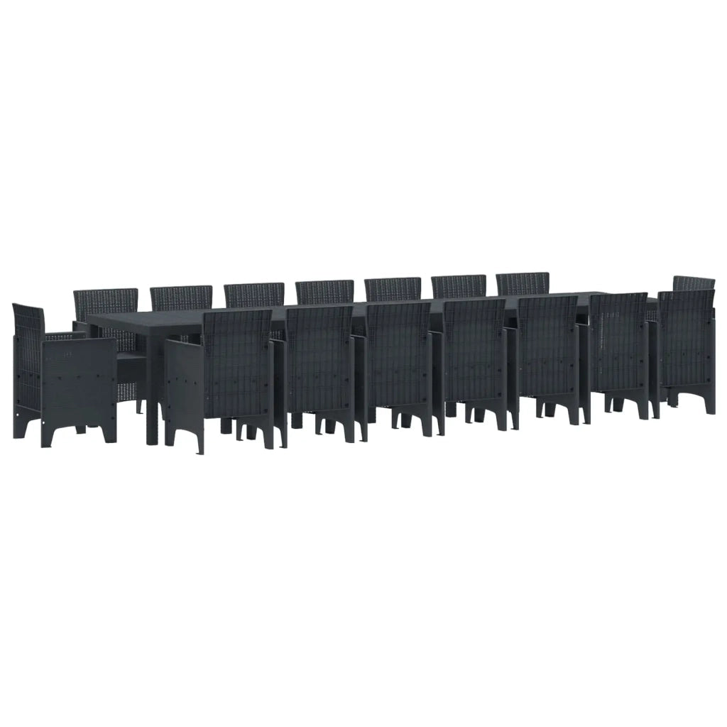 Set da pranzo da giardino con cuscini 17 pcs Antracite PP