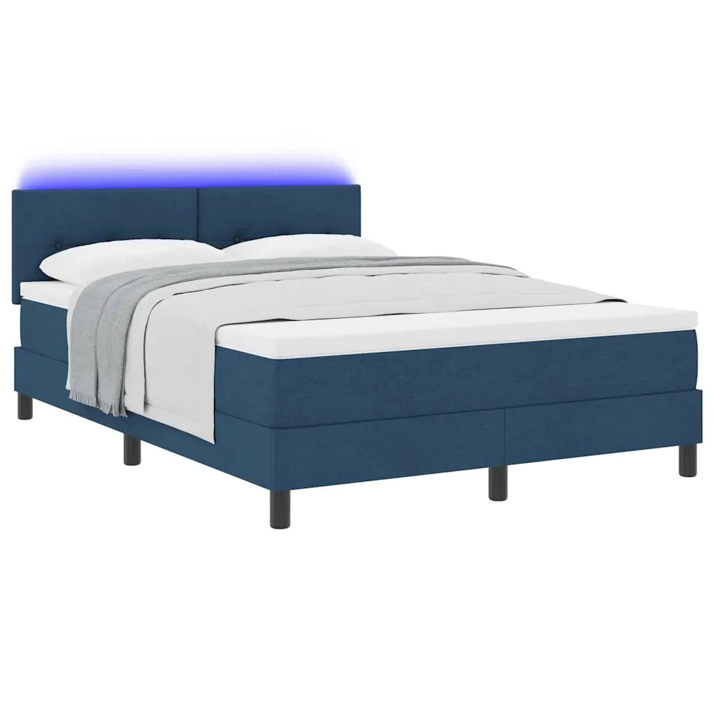 Letto a molle con materasso con led Blu 160 x 200 cm Tessuto