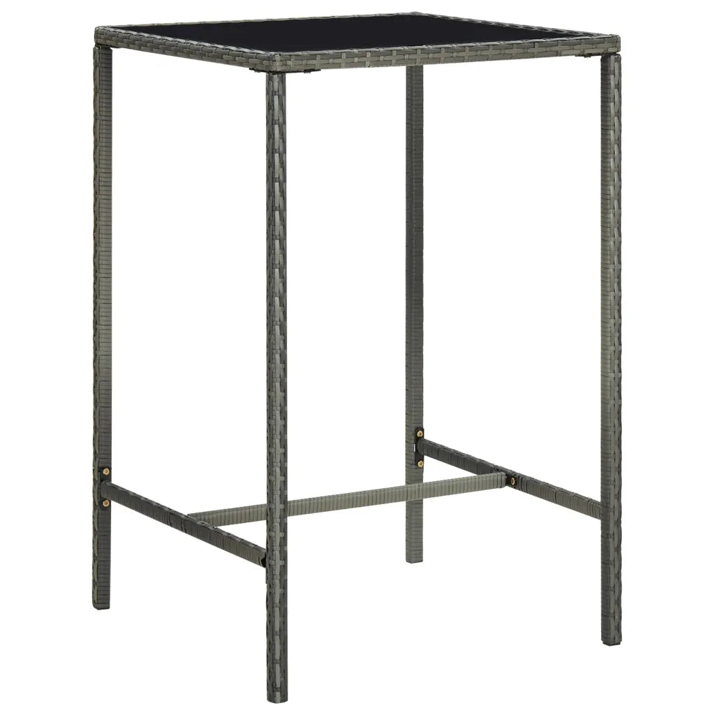 Set da Bar da Giardino 3 pz con Cuscini in Polyrattan Grigio