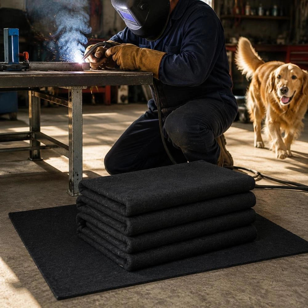 4-piece Set Of Welding Blankets 950 X 910 X 3 Mm, Welding Protection Blanket, 982℃ Heat Resistance, Heat Protection Fabric, Thermal Protection Mat, Carbon Fiber Fire Blanket, Fireproof Mat, Fire Protection Mat, Fire Mat