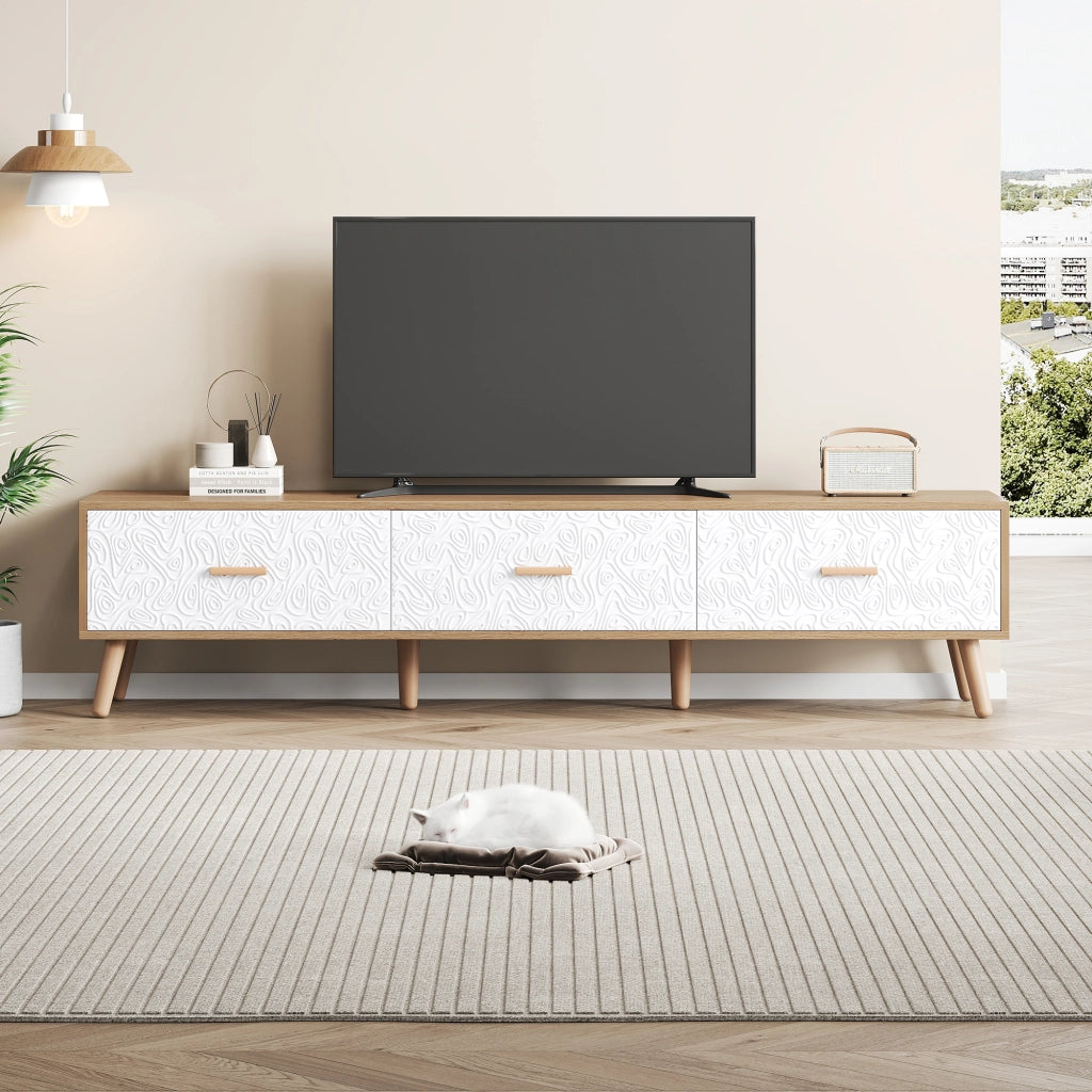 Mobile porta TV vintage bianco e legno 150 cm