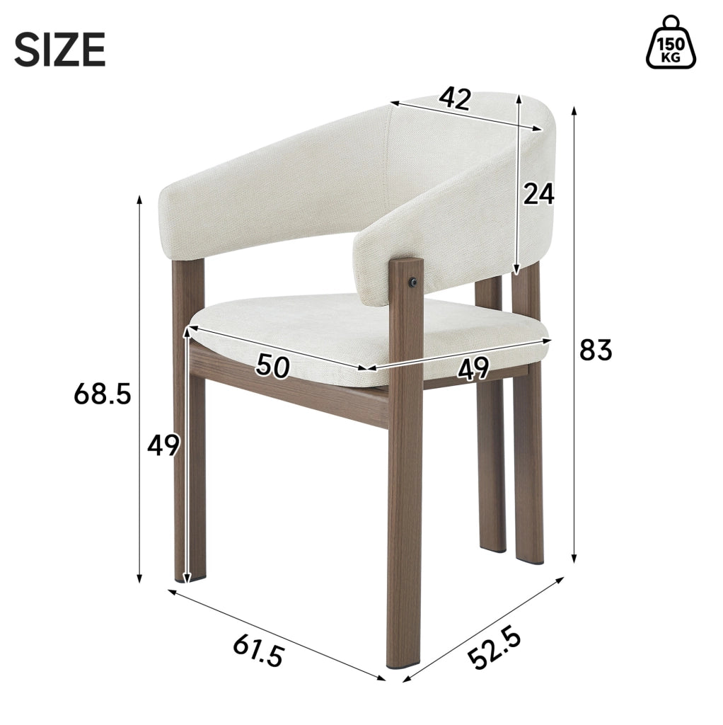 SEDIA con braccioli Set da 4 pezzi Metallo effetto noce e lino beige