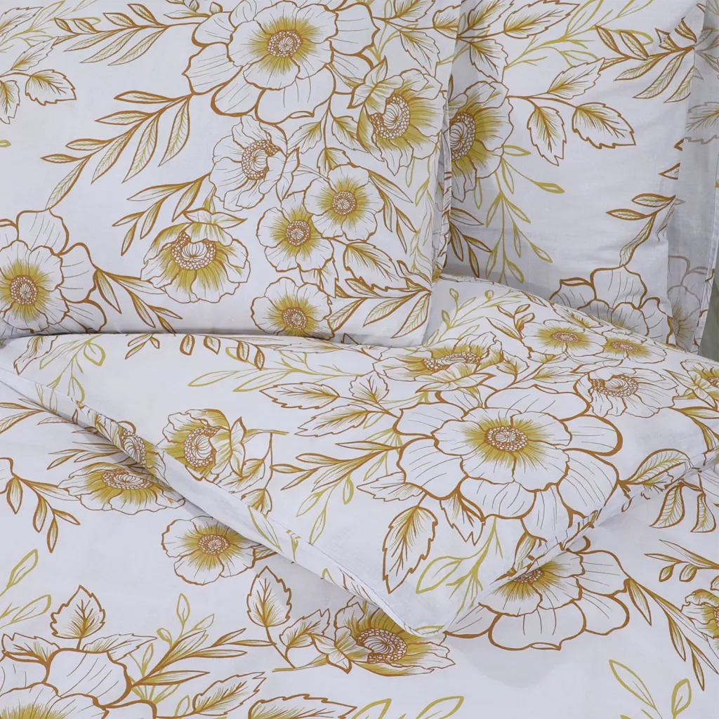 Set Copripiumino Bianco e Marrone 260x220 cm in Cotone 136416