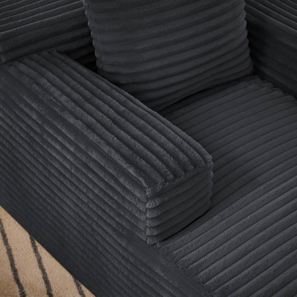 Chaise longue relax - con funzione poltrona e divano letto - in velluto a coste - grigio scuro