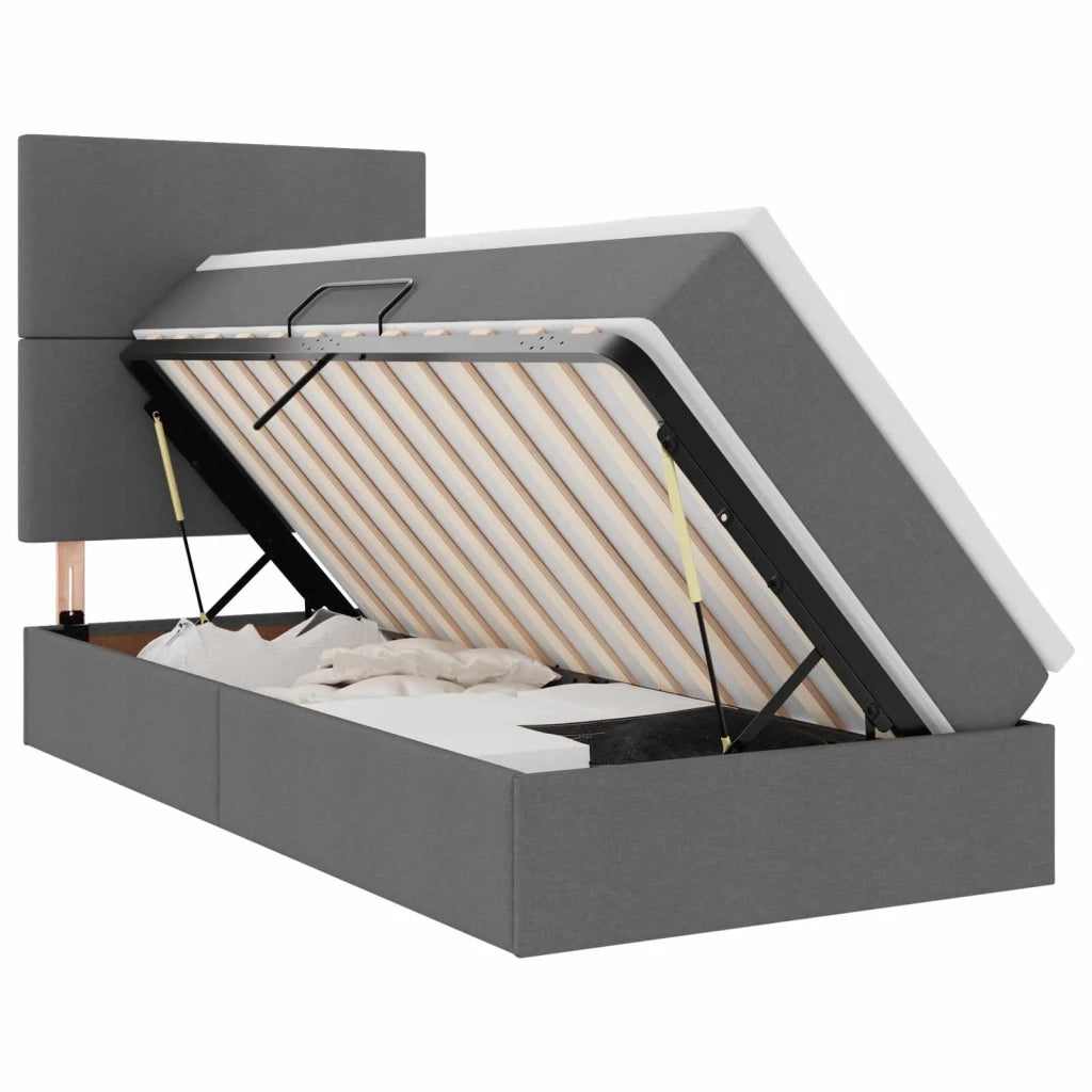 Letto con contenitore e LED con led Grigio scuro 100 x 200 cm