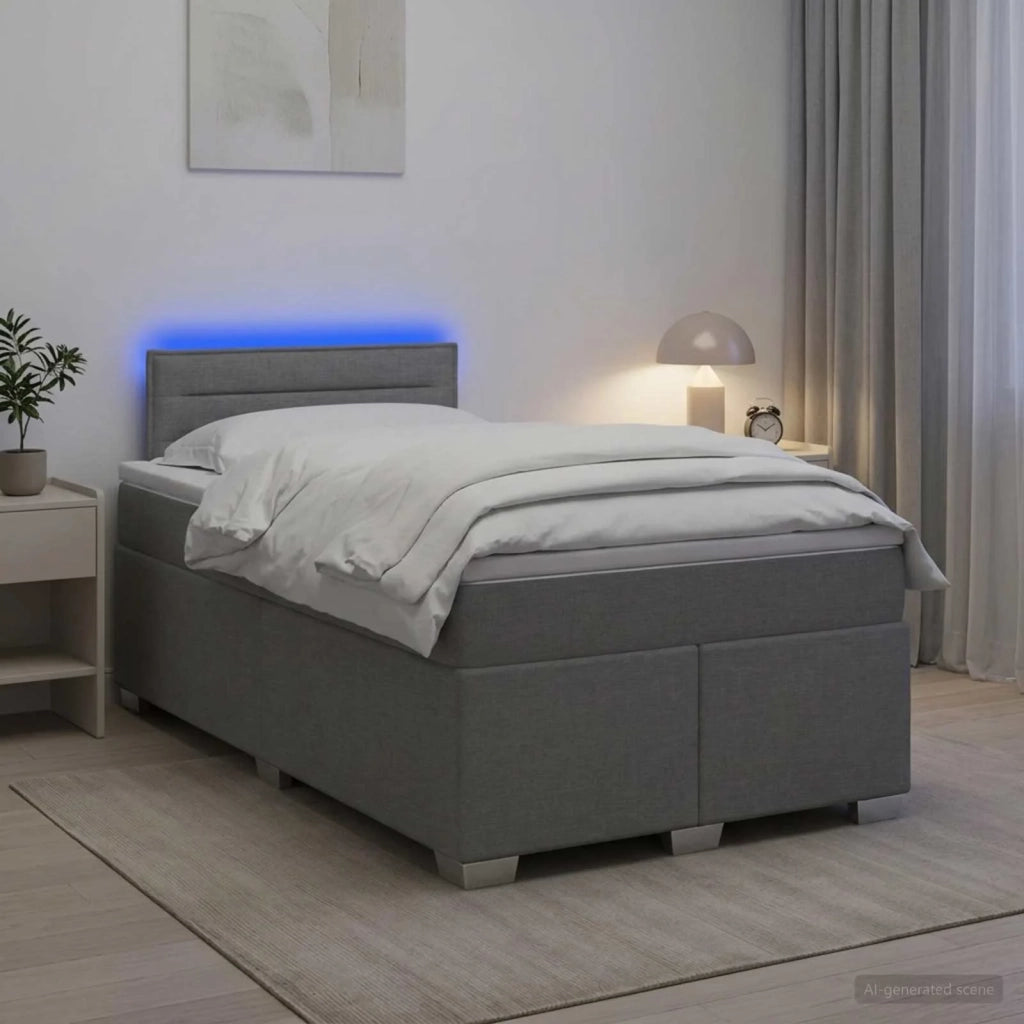 Letto con Box Spring, Materasso e LED Grigio Chiaro Tessuto 3451910