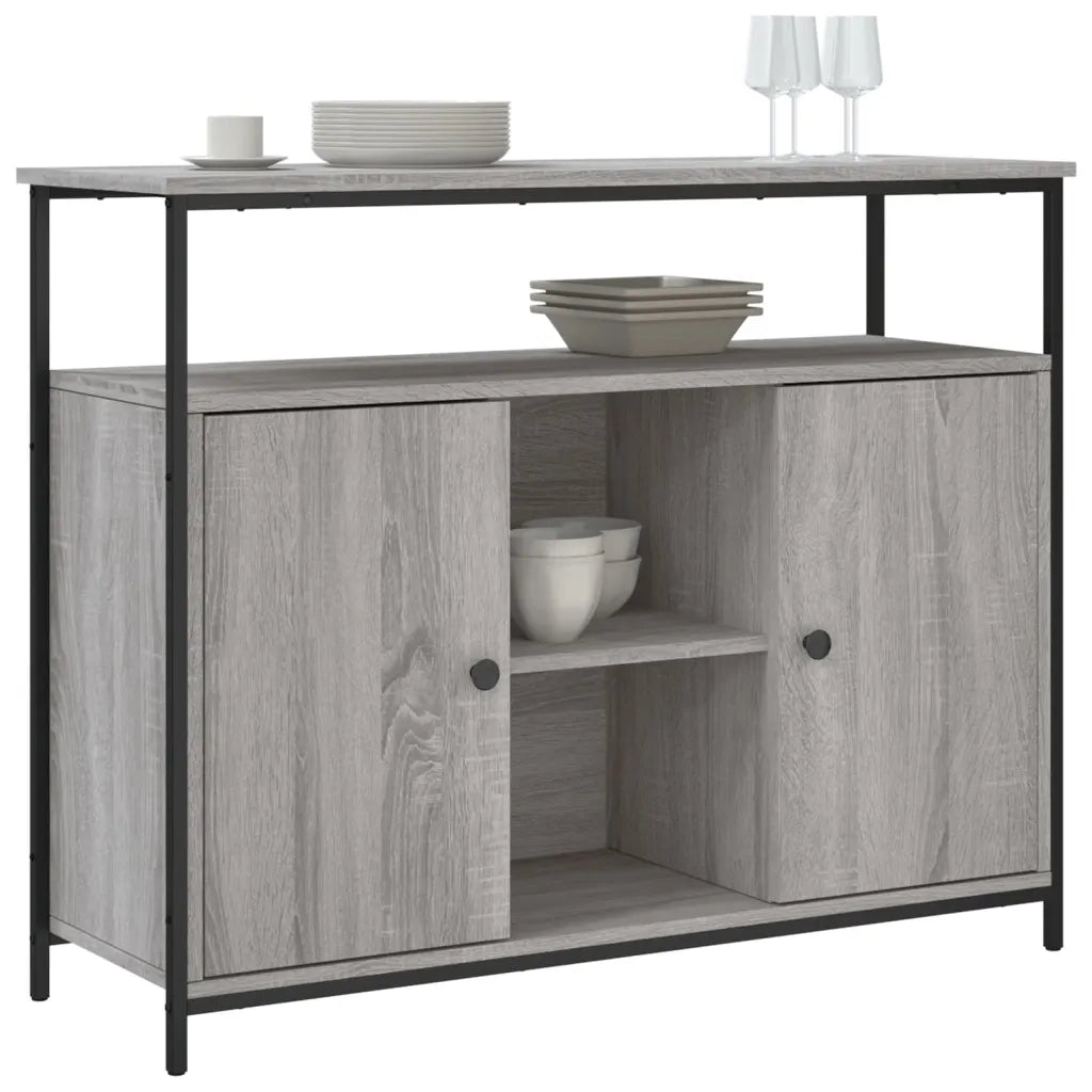 Credenza Grigio Sonoma 100x35x80 cm in Legno Multistrato 835502