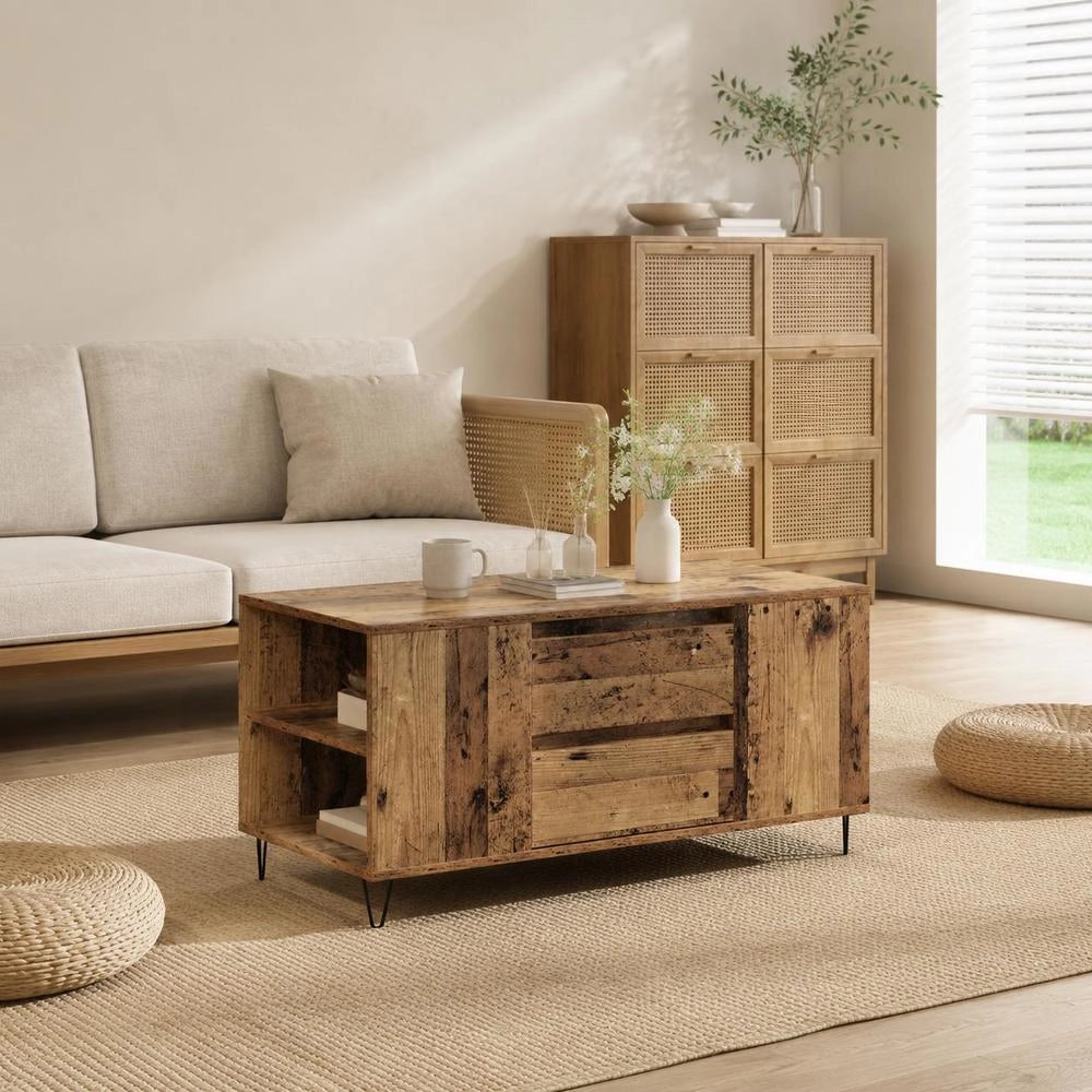 Tavolino da salotto legno vecchio, 102x44,5x50 cm – lungo e dal fascino antico, perfetto per soggiorni ampi