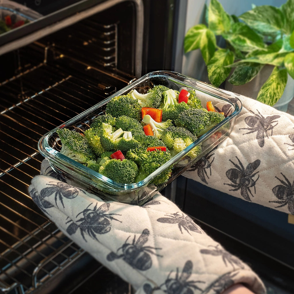 Teglia da forno rettangolare in vetro KADAX con coperchio, 2x3 litri, 39x23 cm