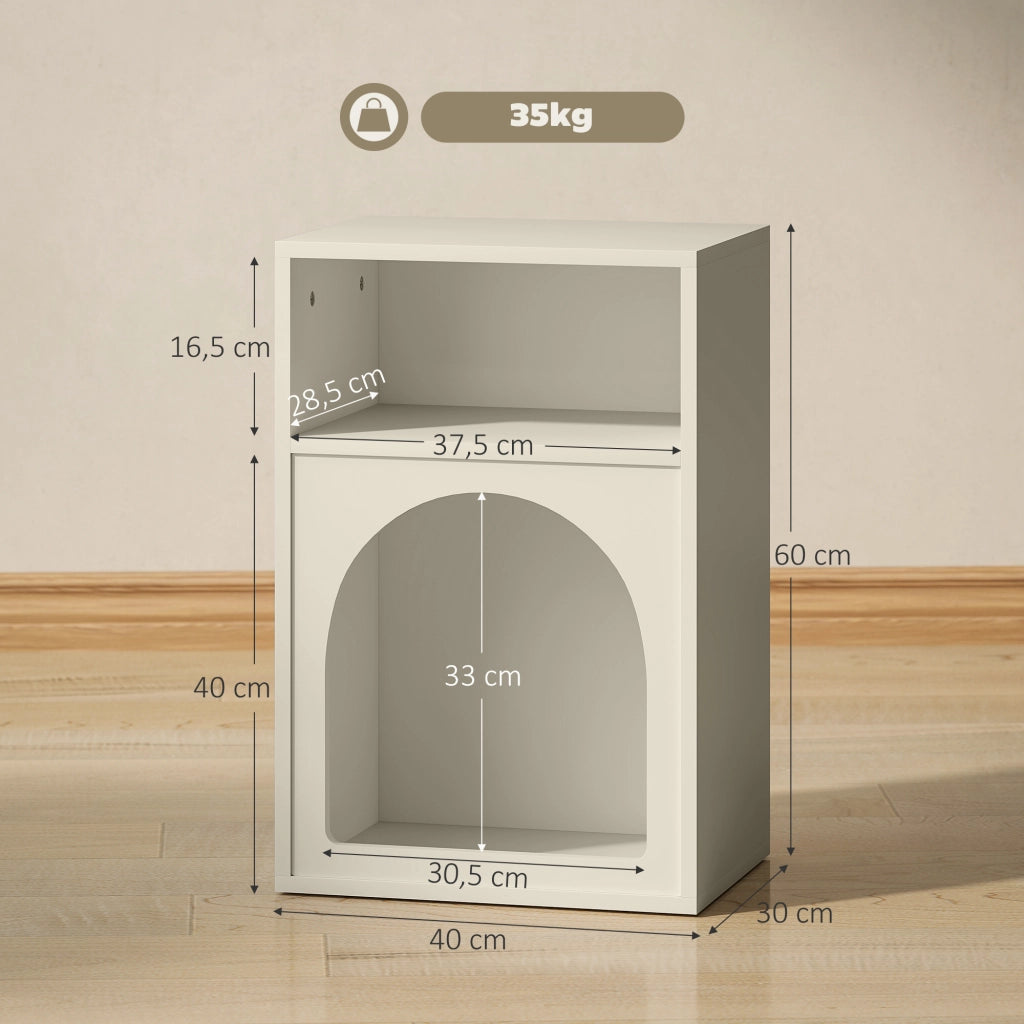 Comodino design arqu¨¦ con vani aperti ¨C Minimal ¨C crema 40x30x60 cm