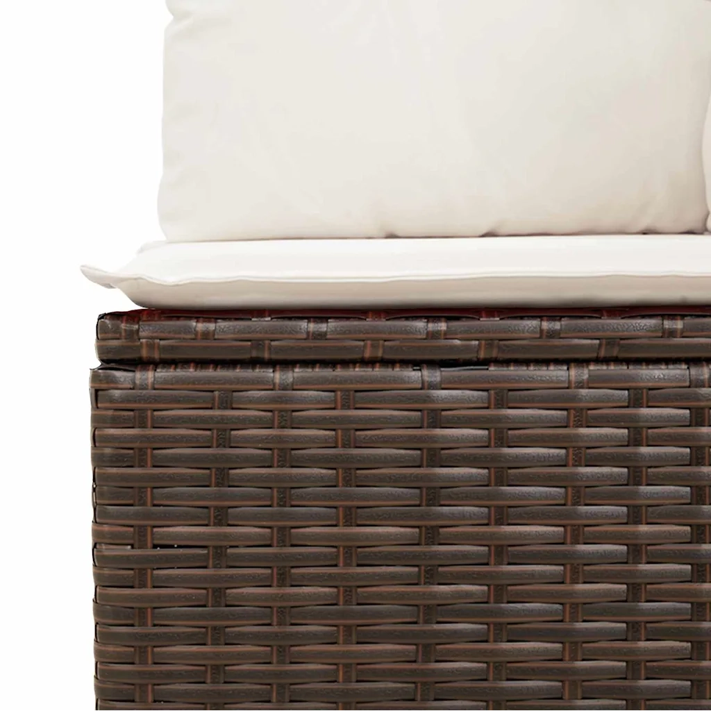 Set Divano da Giardino con cuscino 9 pcs Marrone e Crema