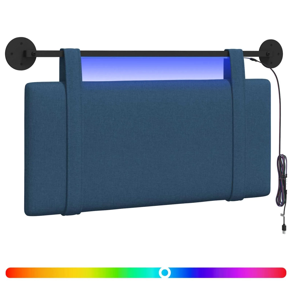 Testiera | Testata sospesa Con luce LED Blu Tessuto