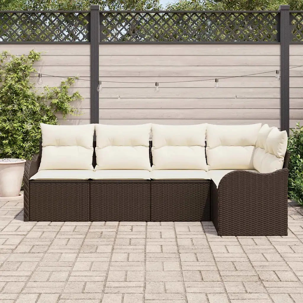 Set Divano da Giardino 5 pcs Marrone polyrattan