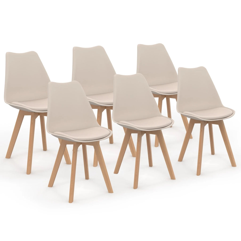 IDMarket - Lote de 6 sillas de comedor escandinavas SARA beige