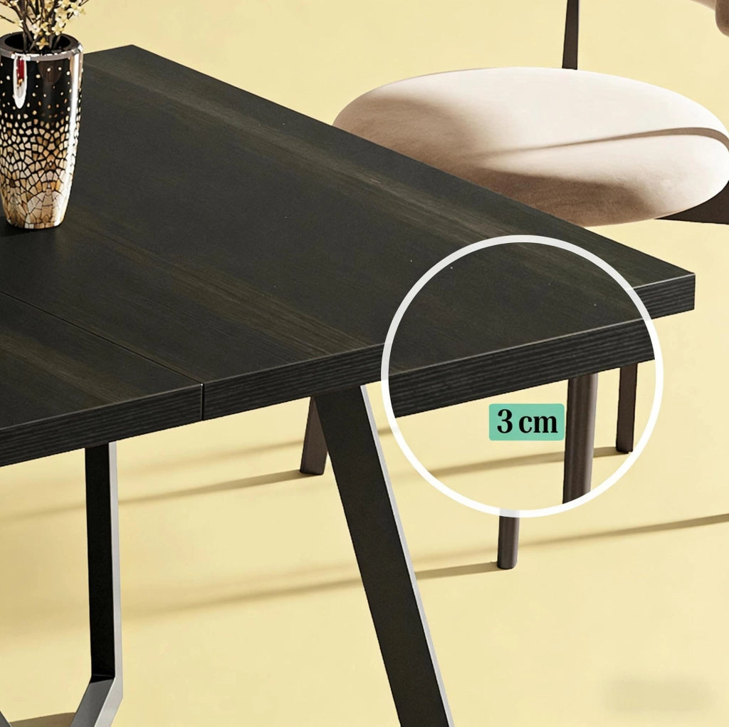 TAVOLO Rettangolare 180x80x75 cm Nero/Marrone MDF