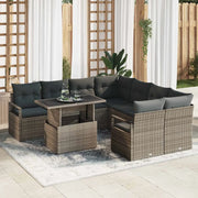 Set Divano da Giardino con cuscino 9 pcs Grigio polyrattan 3348795
