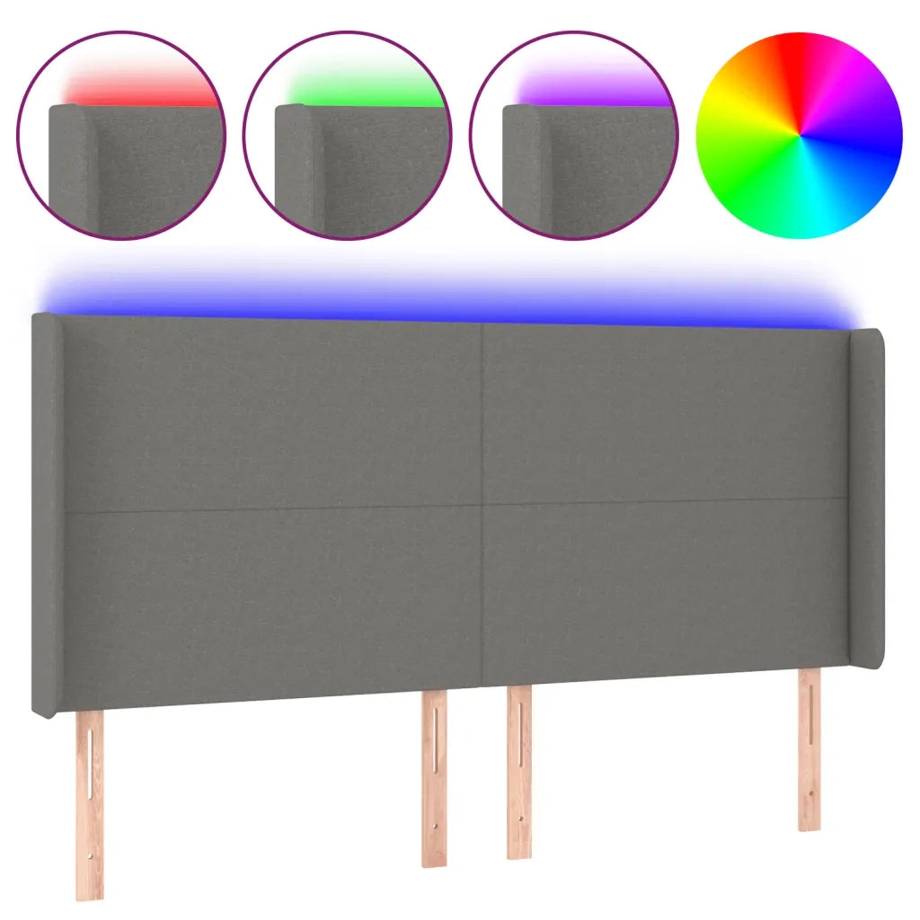 Testiera | Testata a LED GrigioScuro 163x16x118/128cm inTessuto