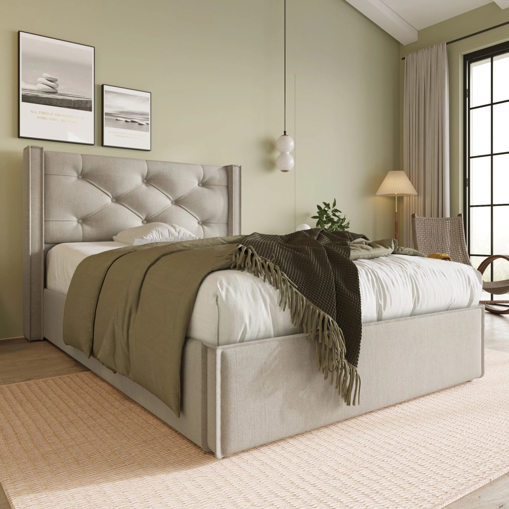 Letto singolo contenitore 90x200 cm grigio chiaro