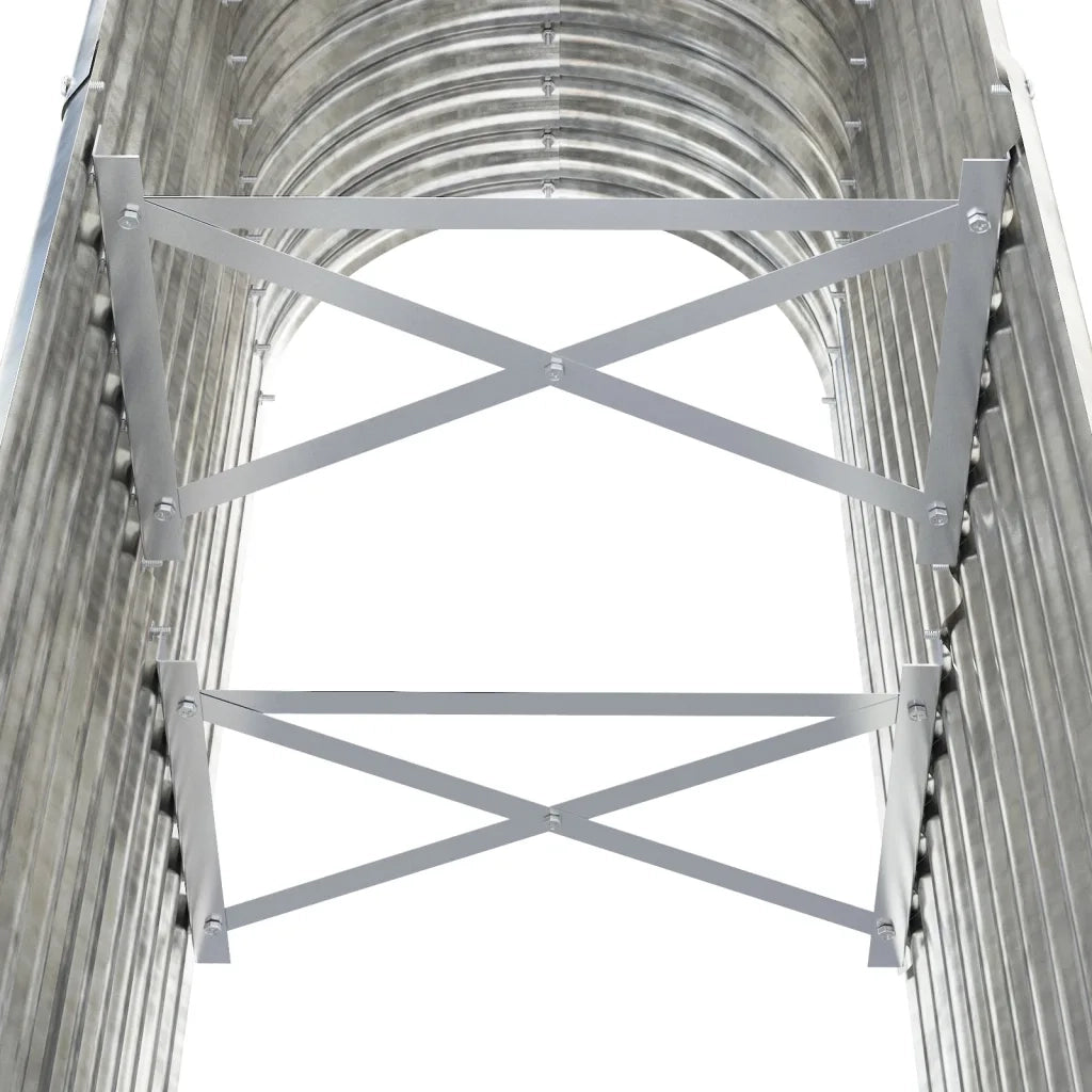 Aiuola ovale rialzata 114 x 40 x 68 cm resistente agli agenti atmosferici realizzata in acciaio zincato argento 02_0046565