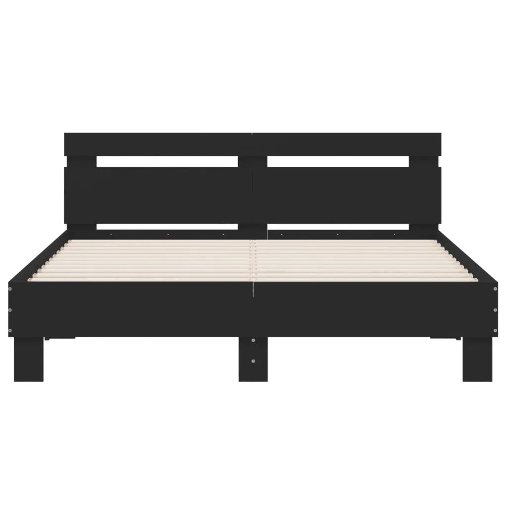 Giroletto con Testiera e LED Nero 140x190 cm 3207561