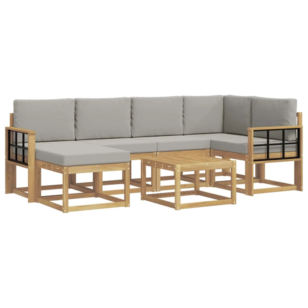 Set di divani da esterno 7 pz Bianco e Grigio Chiaro 3387920
