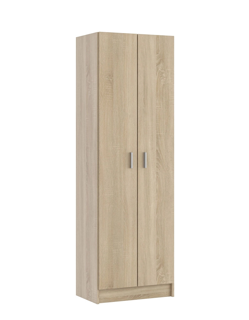 Alphabet Armadio Armadietto Multiuso A Colonna con 2 Ante e 8 Ripiani Ingresso Camera da Letto 59 x 37 x 180 Cm Colore Rovere Chiaro
