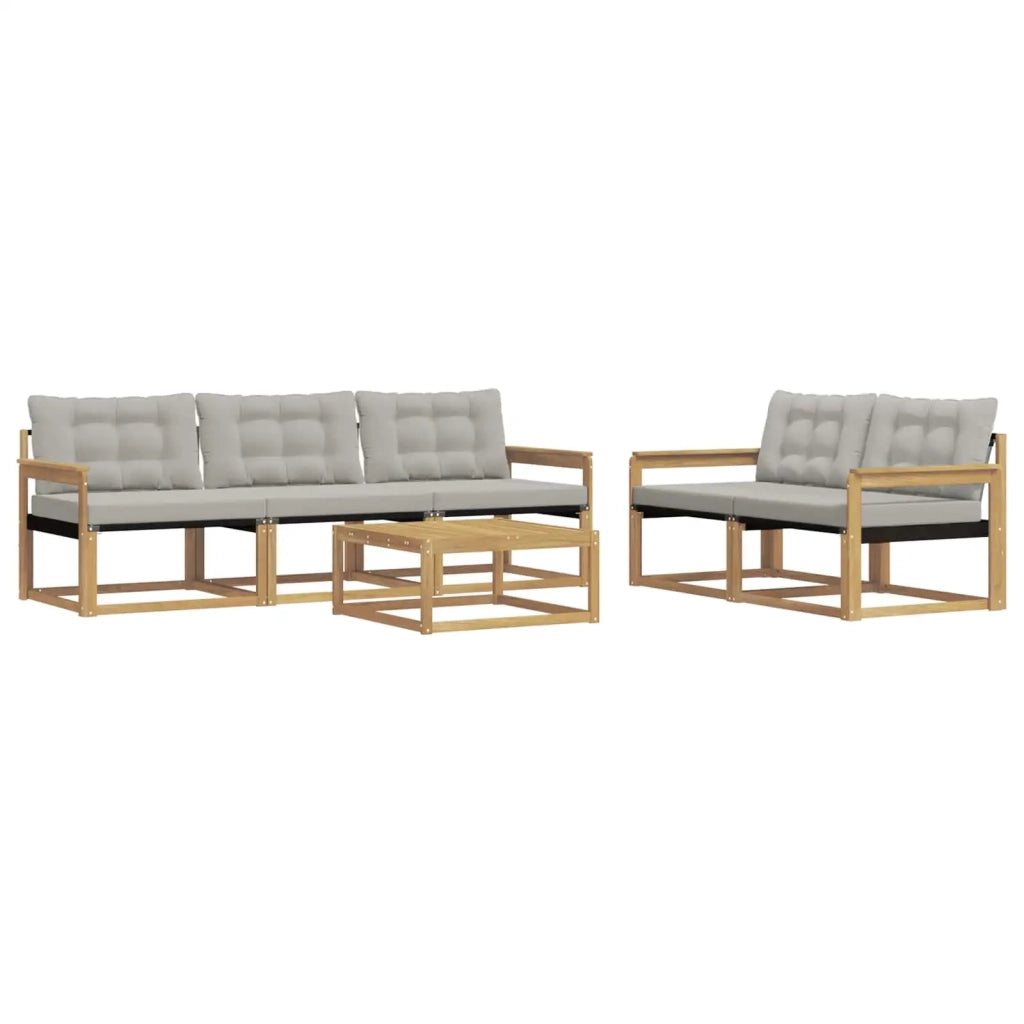 Set di divani da esterno 6 pz Bianco e Grigio Chiaro 3388413